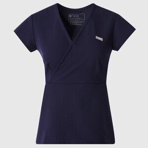 Figs Tivoli Slim Peplum Scrub Top Navy Size XS
